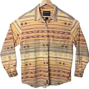 80s Woolrich Button Up Shirt Cotton Flannel Tribal Outdoor Gorpcore Vintage